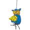 8" Blue & Yellow Metal Outdoor Wall Hanging Owl